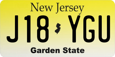 NJ license plate J18YGU