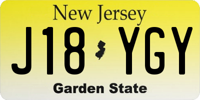 NJ license plate J18YGY