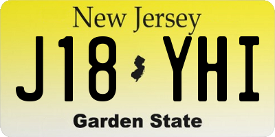 NJ license plate J18YHI