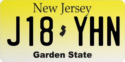 NJ license plate J18YHN