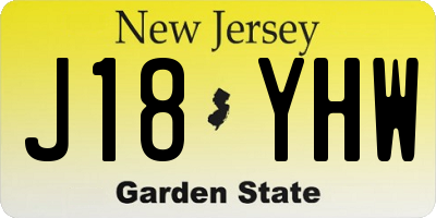 NJ license plate J18YHW