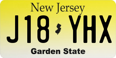 NJ license plate J18YHX
