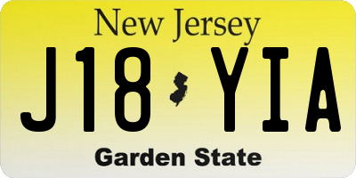 NJ license plate J18YIA