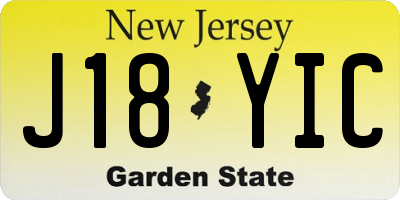 NJ license plate J18YIC
