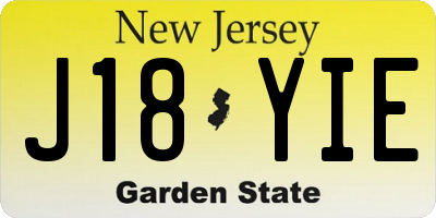 NJ license plate J18YIE