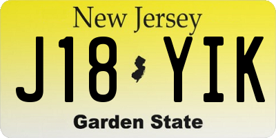 NJ license plate J18YIK
