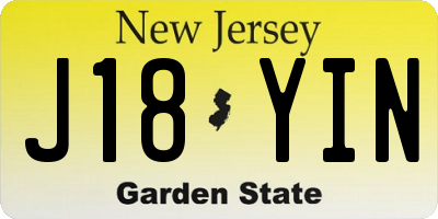 NJ license plate J18YIN