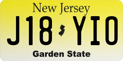 NJ license plate J18YIO