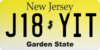 NJ license plate J18YIT
