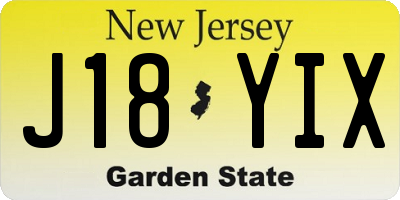 NJ license plate J18YIX