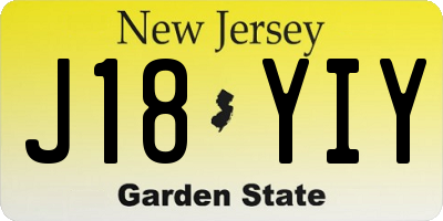 NJ license plate J18YIY