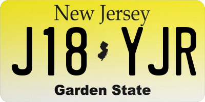 NJ license plate J18YJR