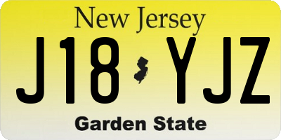 NJ license plate J18YJZ