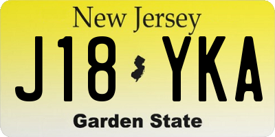 NJ license plate J18YKA