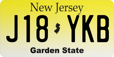 NJ license plate J18YKB