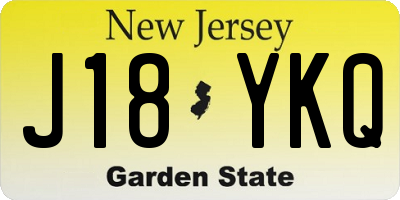 NJ license plate J18YKQ