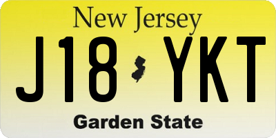 NJ license plate J18YKT