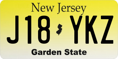 NJ license plate J18YKZ