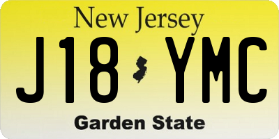 NJ license plate J18YMC