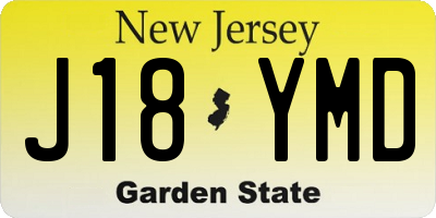 NJ license plate J18YMD