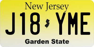 NJ license plate J18YME