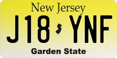 NJ license plate J18YNF