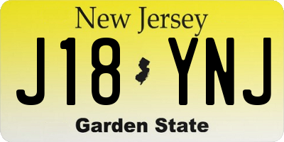 NJ license plate J18YNJ