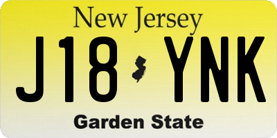 NJ license plate J18YNK