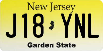 NJ license plate J18YNL
