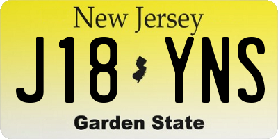 NJ license plate J18YNS