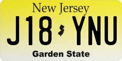 NJ license plate J18YNU