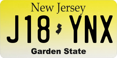 NJ license plate J18YNX