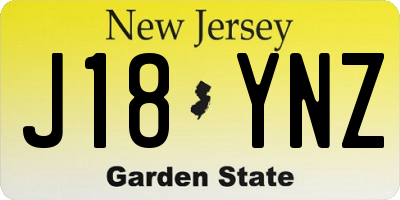 NJ license plate J18YNZ