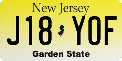 NJ license plate J18YOF