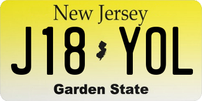 NJ license plate J18YOL