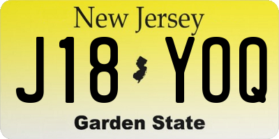 NJ license plate J18YOQ