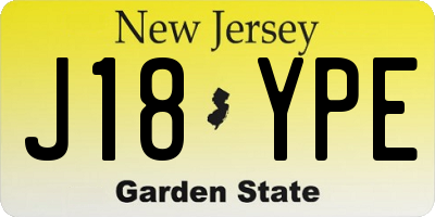 NJ license plate J18YPE