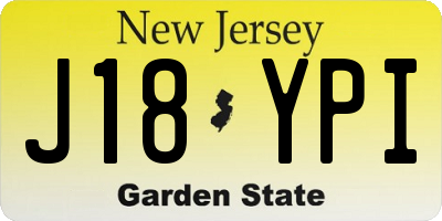 NJ license plate J18YPI