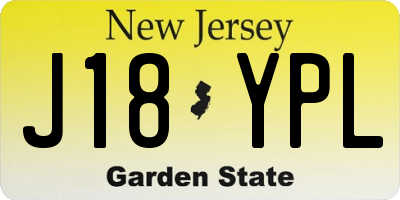 NJ license plate J18YPL