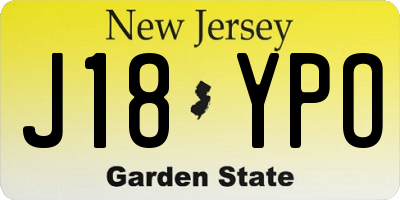 NJ license plate J18YPO