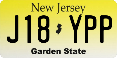 NJ license plate J18YPP