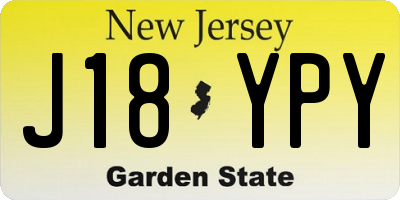 NJ license plate J18YPY