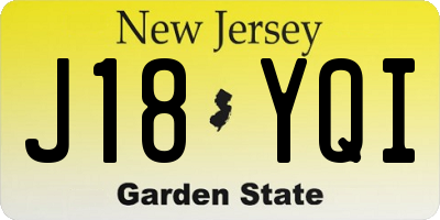 NJ license plate J18YQI