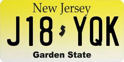 NJ license plate J18YQK