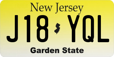 NJ license plate J18YQL