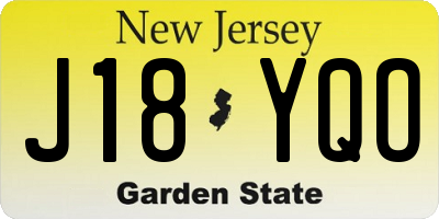 NJ license plate J18YQO