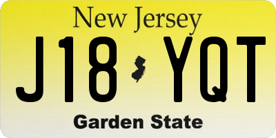 NJ license plate J18YQT