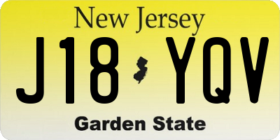 NJ license plate J18YQV