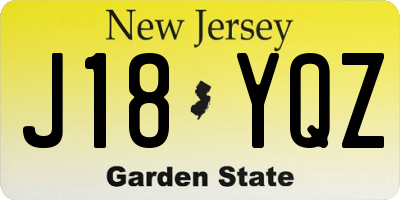 NJ license plate J18YQZ