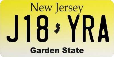 NJ license plate J18YRA